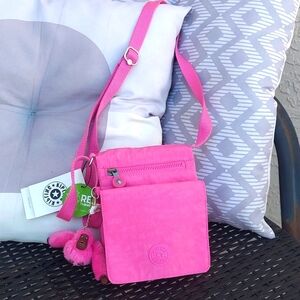 KIPLING Pink El Dorado Crossbody Shoulder-bag w/ Bianca Ape BagBling